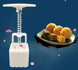1 Set Square Moon Cake Molds With 4 Patterns Flower Print Decorating Cookies Molds Baking Pastry Tools, Easy To Use And Clean Gessppo
