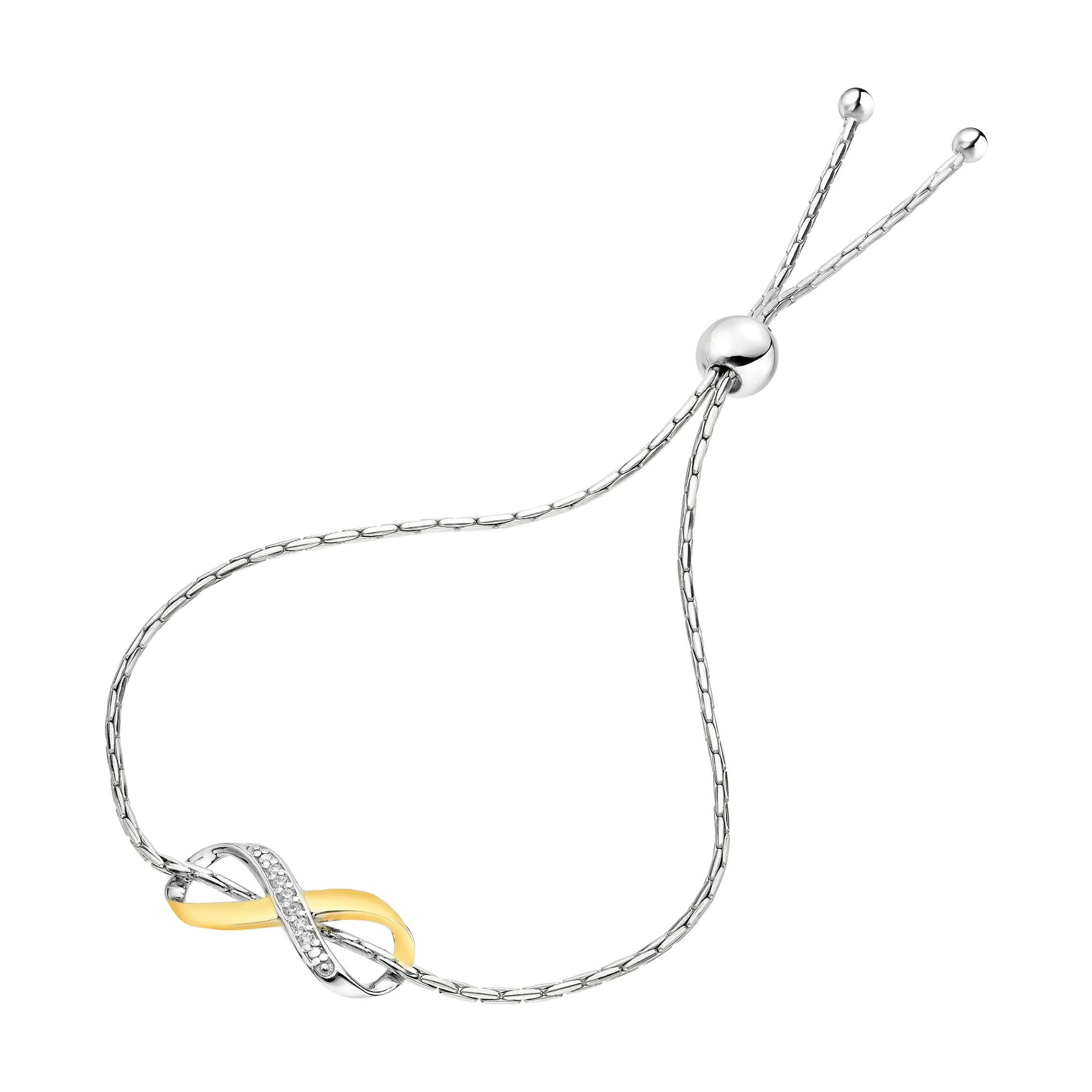 1/20 cttw Diamond Bolo Bracelet in .925 Sterling Silver