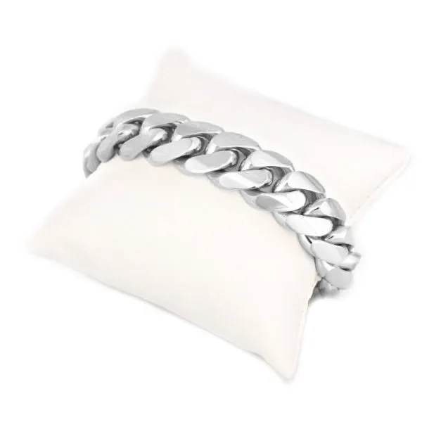 14 MM White Gold Cuban Link Bracelet  (10K Gold) Big