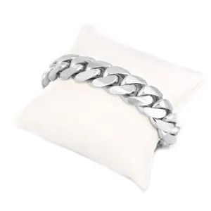 14 MM White Gold Cuban Link Bracelet  (10K Gold) Big