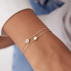 14k Gold Circle Stone Bracelet