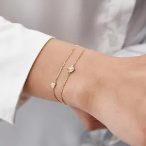 14k Gold Heart Lotus Bracelet