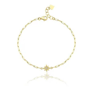 14k Gold Paper Clip Pole Star Bracelet