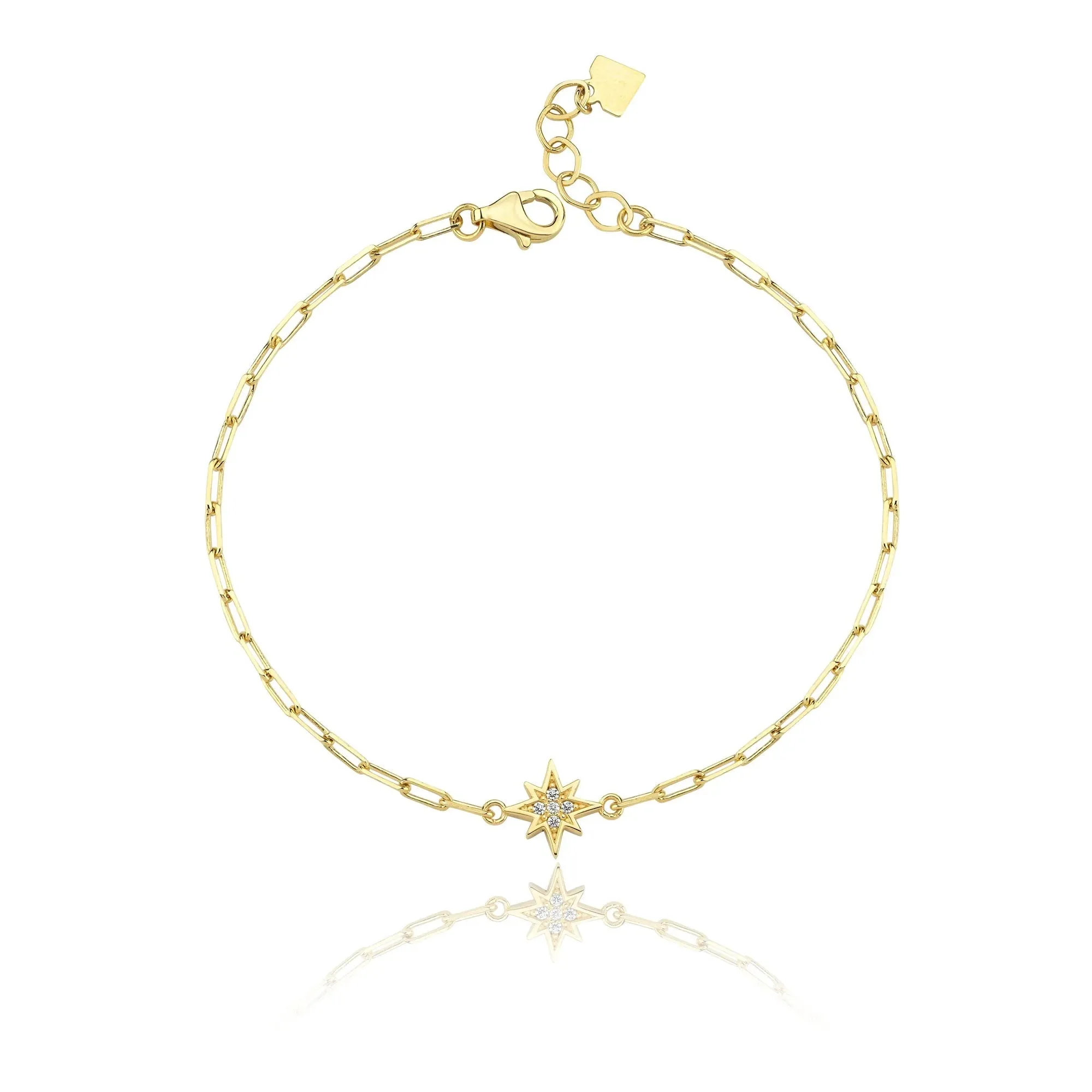 14k Gold Paper Clip Pole Star Bracelet