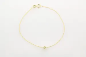 14k Gold Peridot Bezel Bracelet