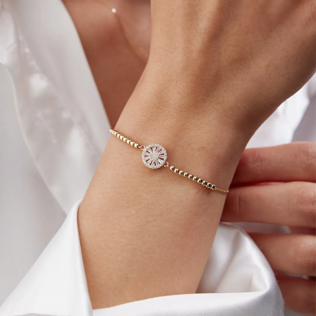 14k Gold Trapezoidal Ball Bracelet