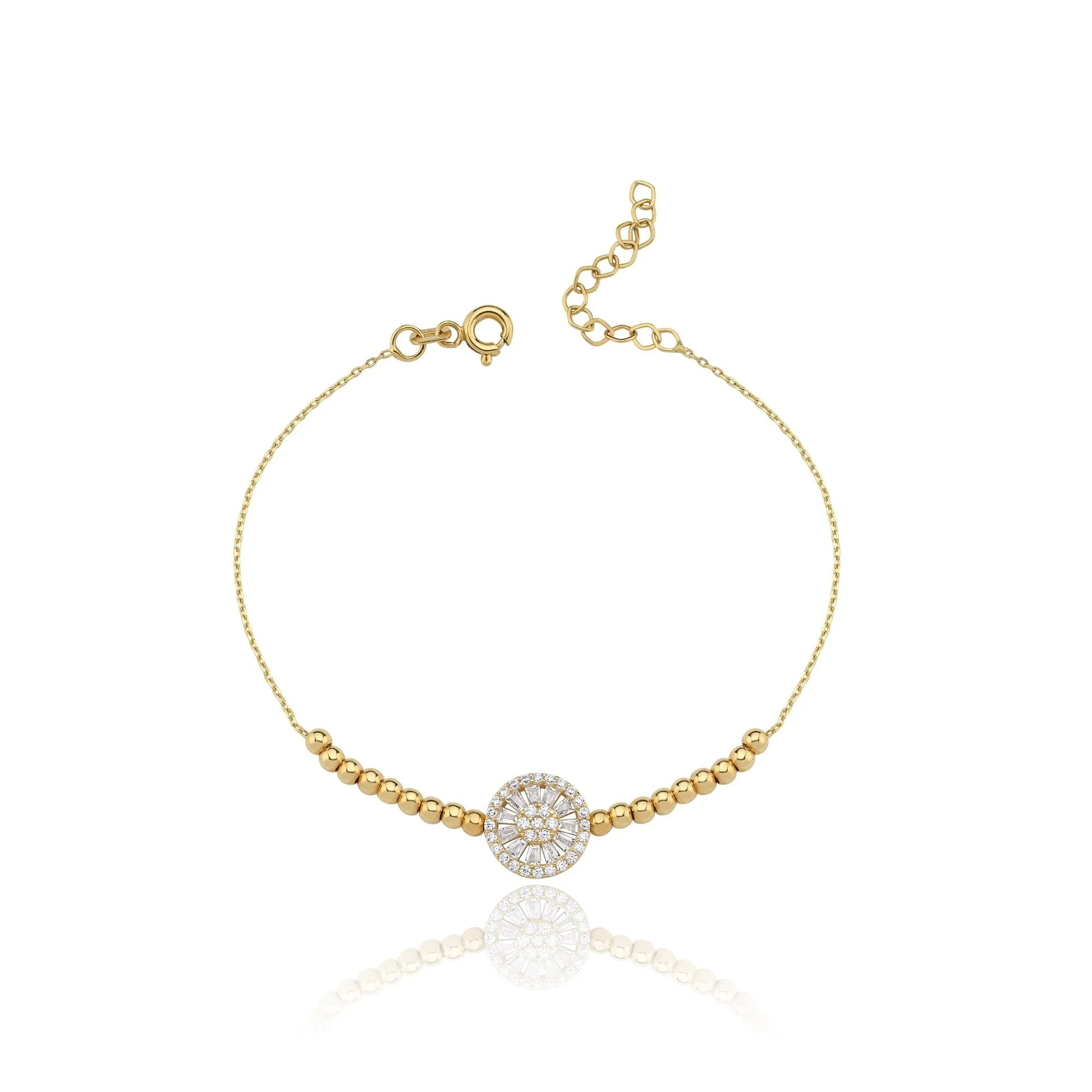 14k Gold Trapezoidal Ball Bracelet