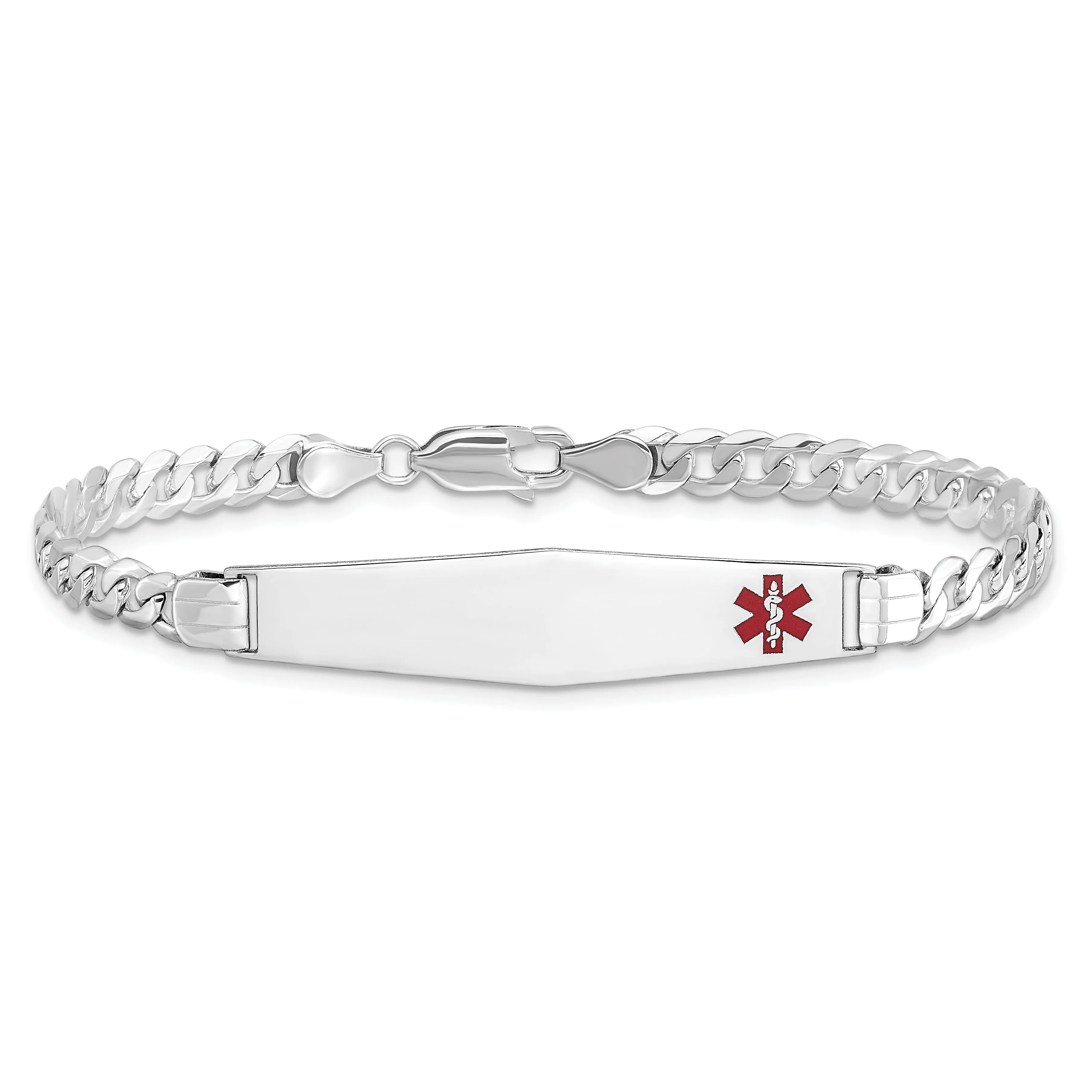 14K White Gold Curb Link Medical ID Bracelet