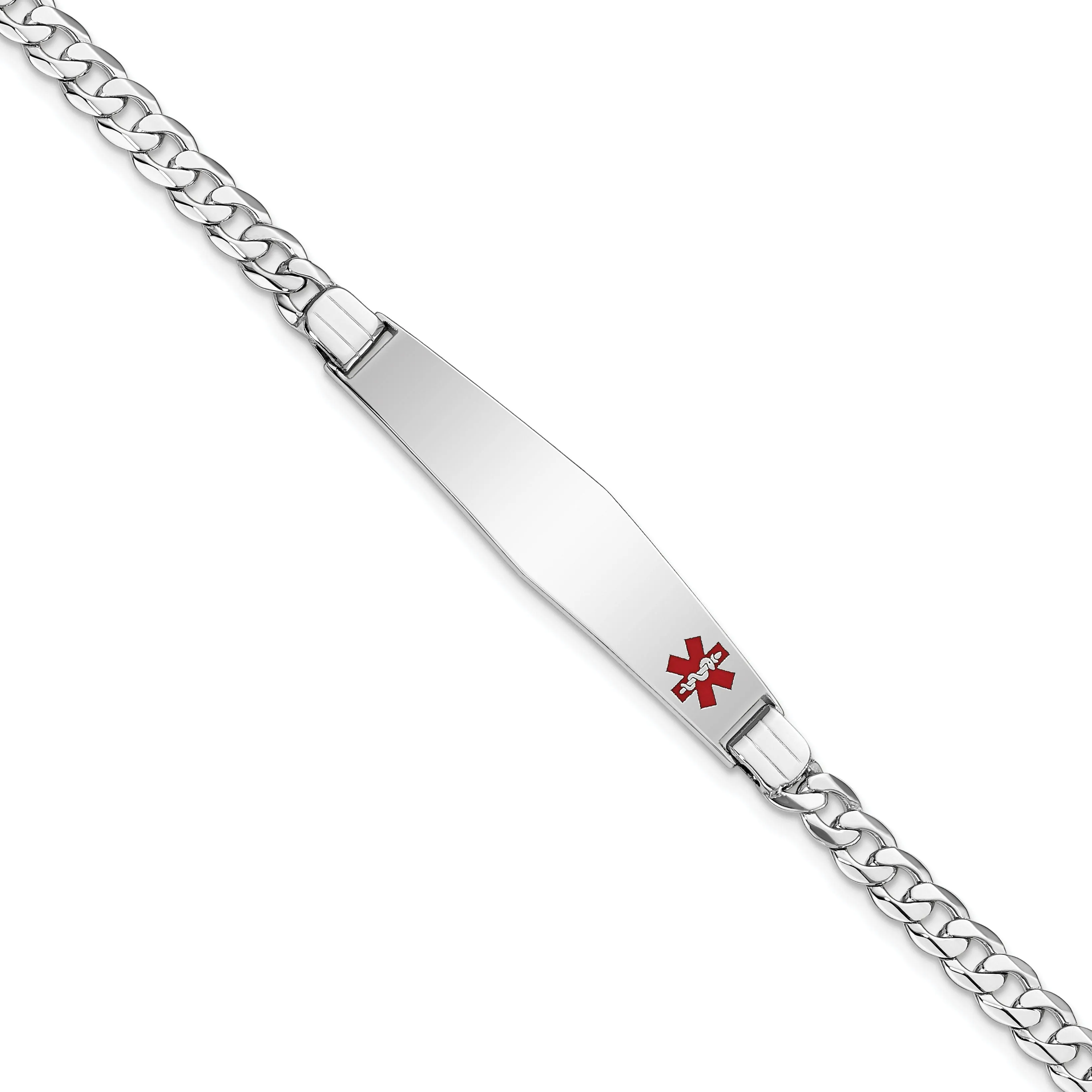 14K White Gold Curb Link Medical ID Bracelet