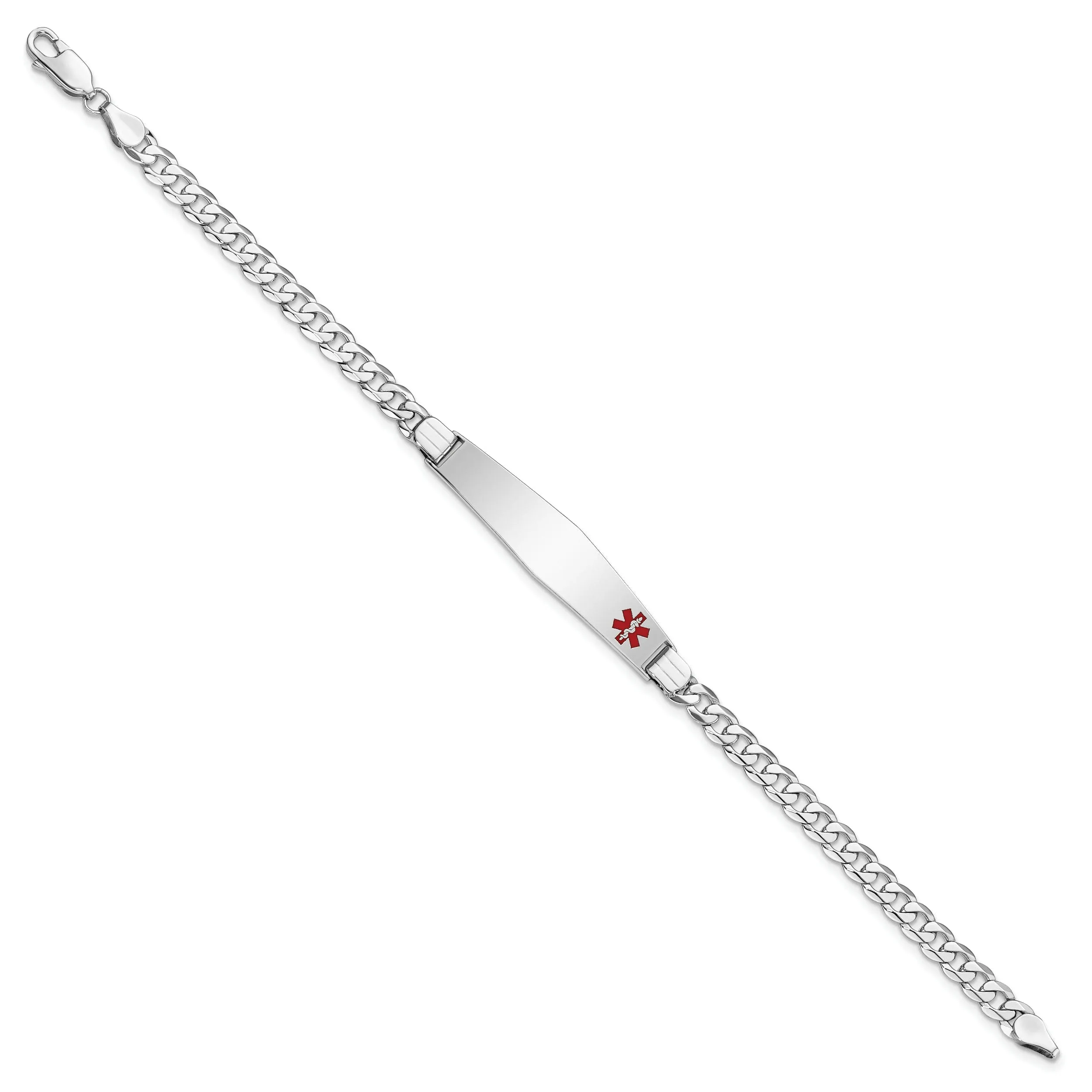 14K White Gold Curb Link Medical ID Bracelet