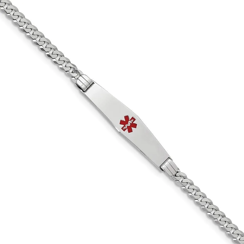 14K White Gold Curb Link Medical ID Bracelet