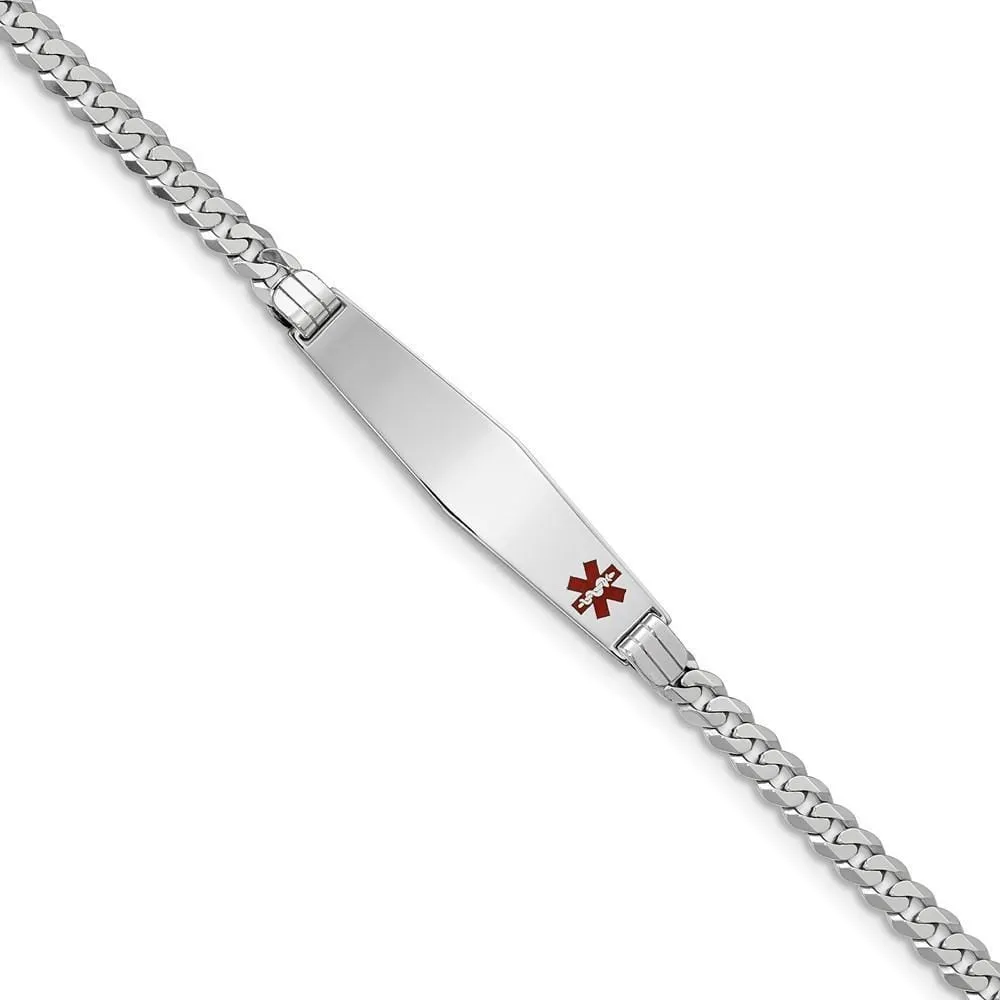 14K White Gold Curb Link Medical ID Bracelet