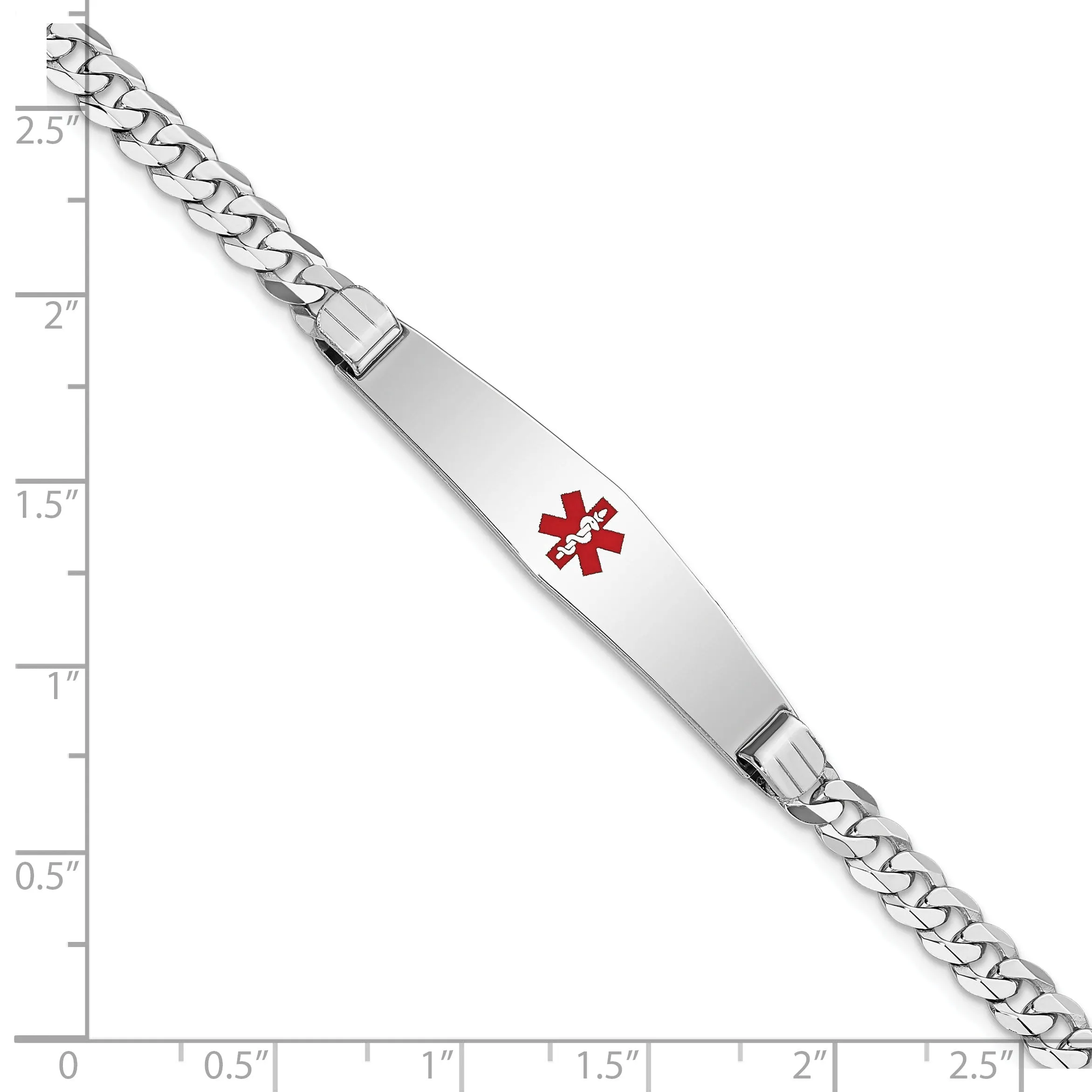 14K White Gold Curb Link Medical ID Bracelet