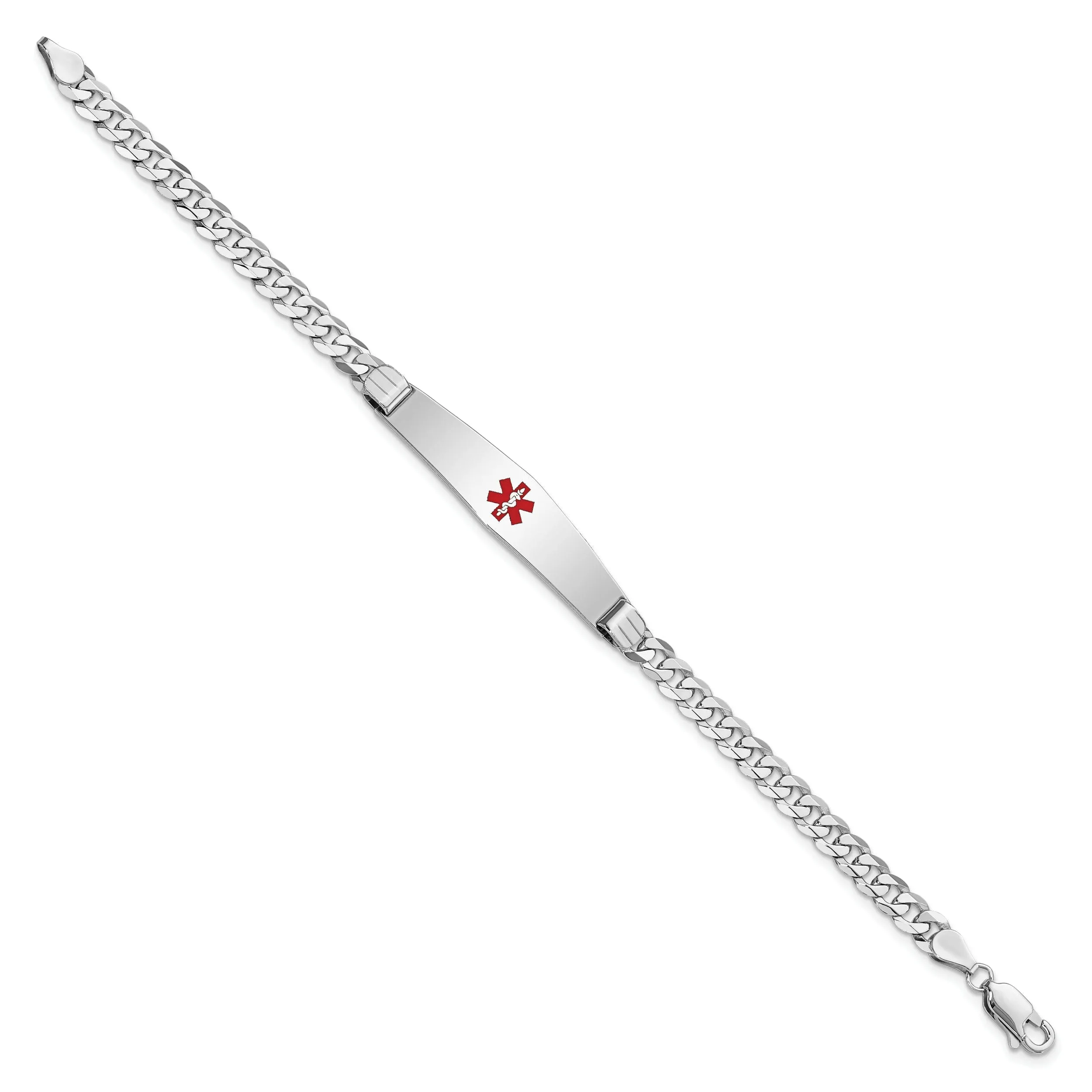 14K White Gold Curb Link Medical ID Bracelet