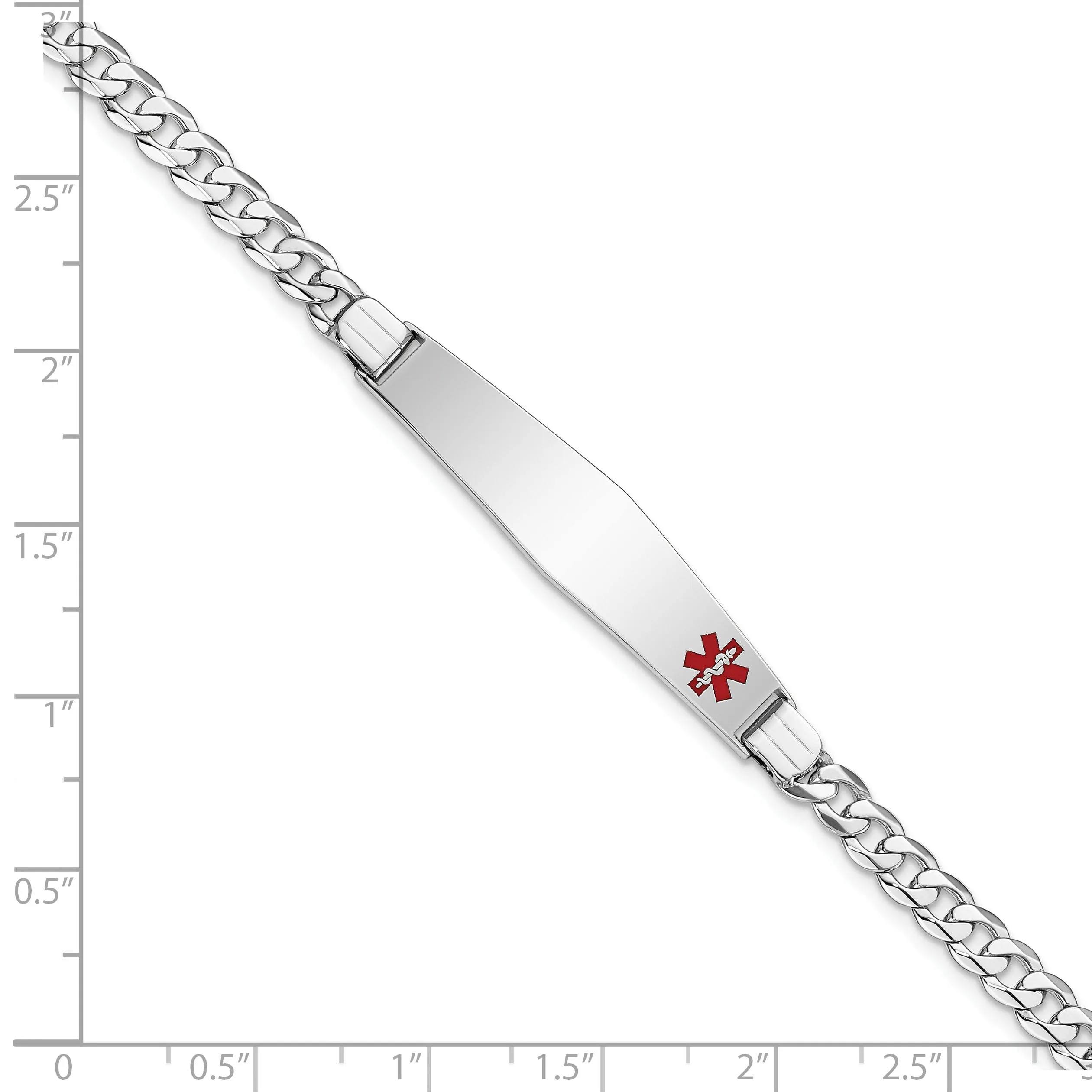 14K White Gold Curb Link Medical ID Bracelet