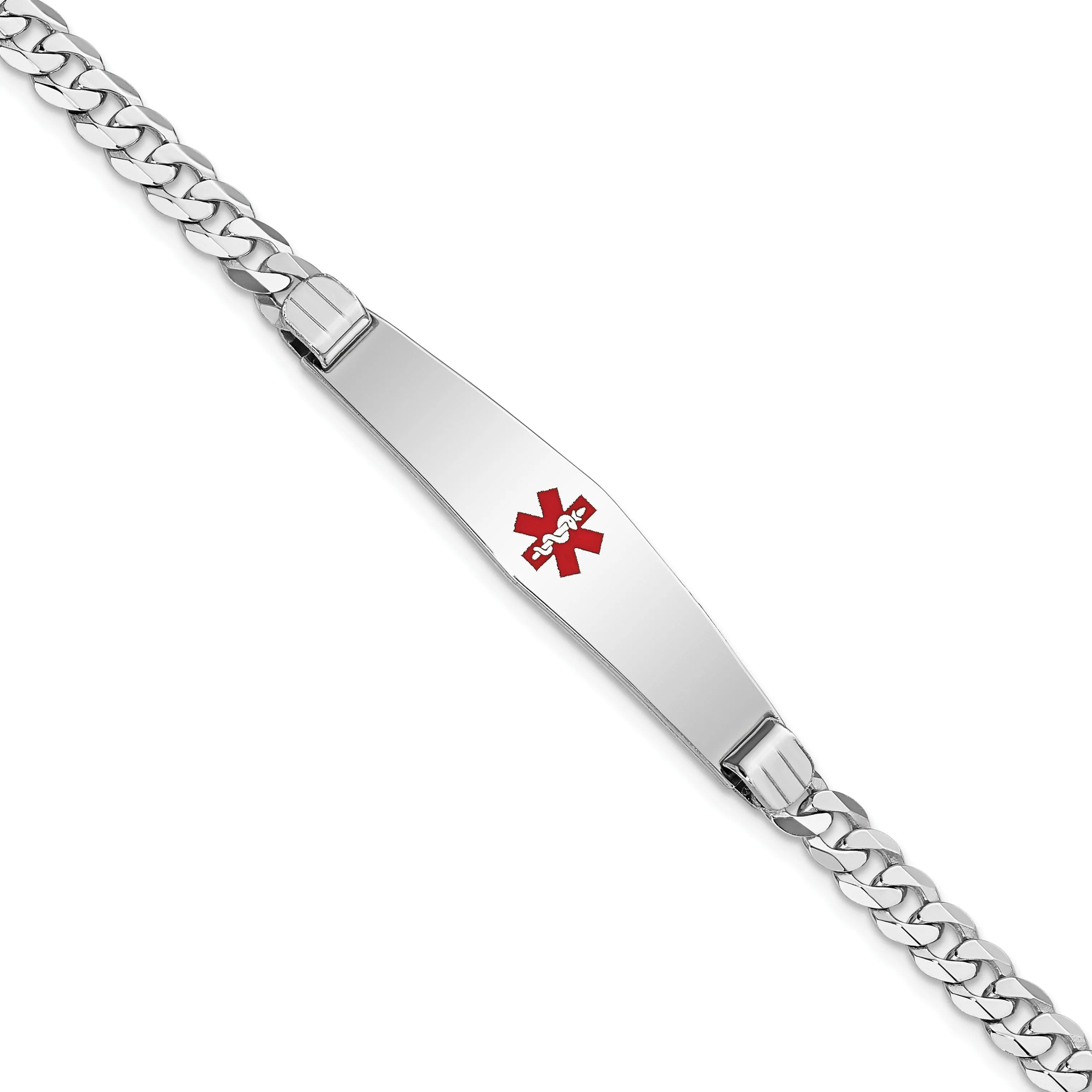 14K White Gold Curb Link Medical ID Bracelet