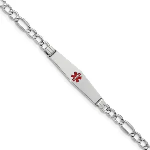 14K White Gold Figaro Link Medical ID Bracelet