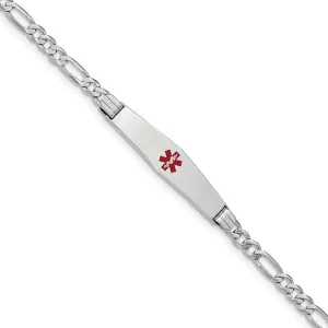 14K White Gold Figaro Link Medical ID Bracelet
