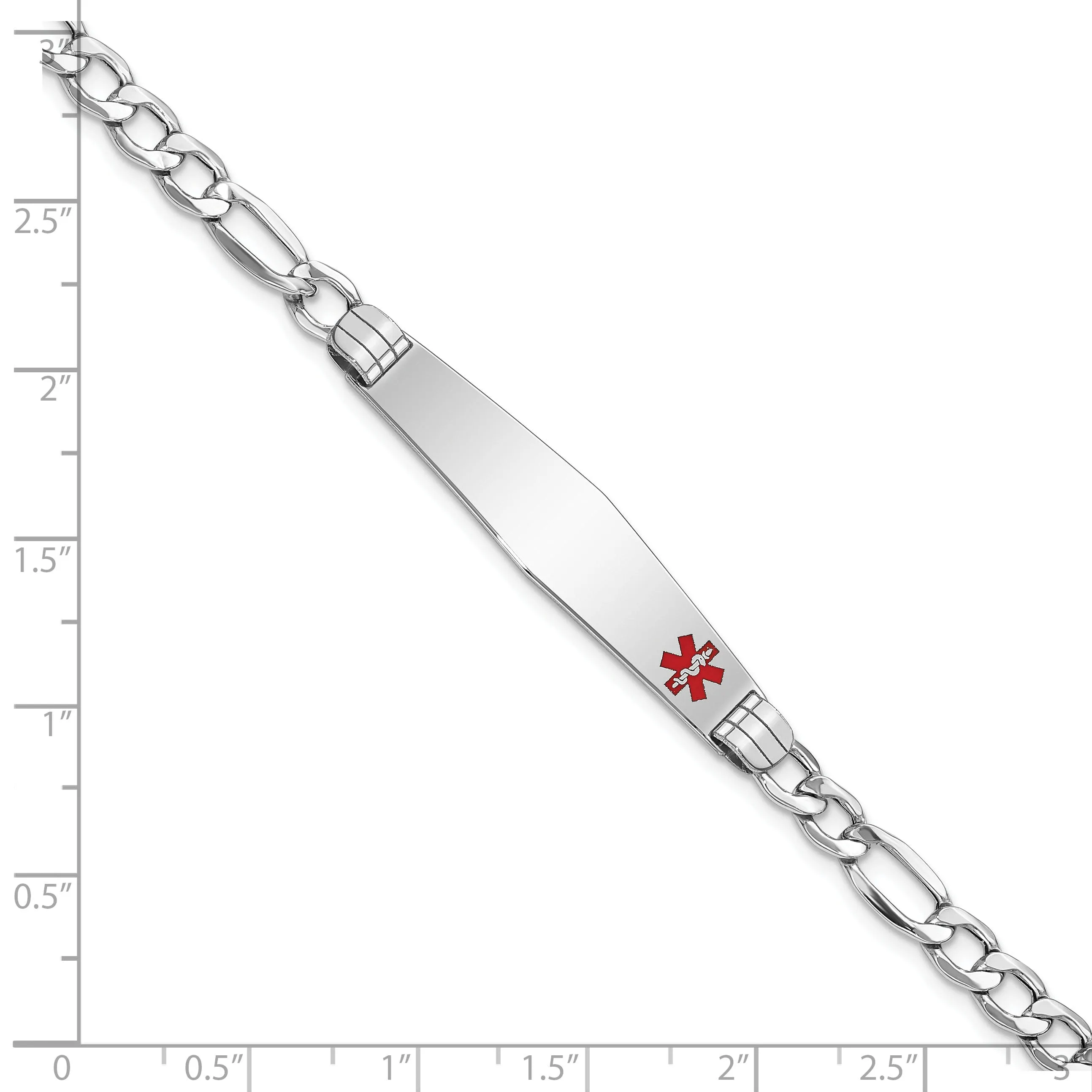 14K White Gold Figaro Link Medical ID Bracelet