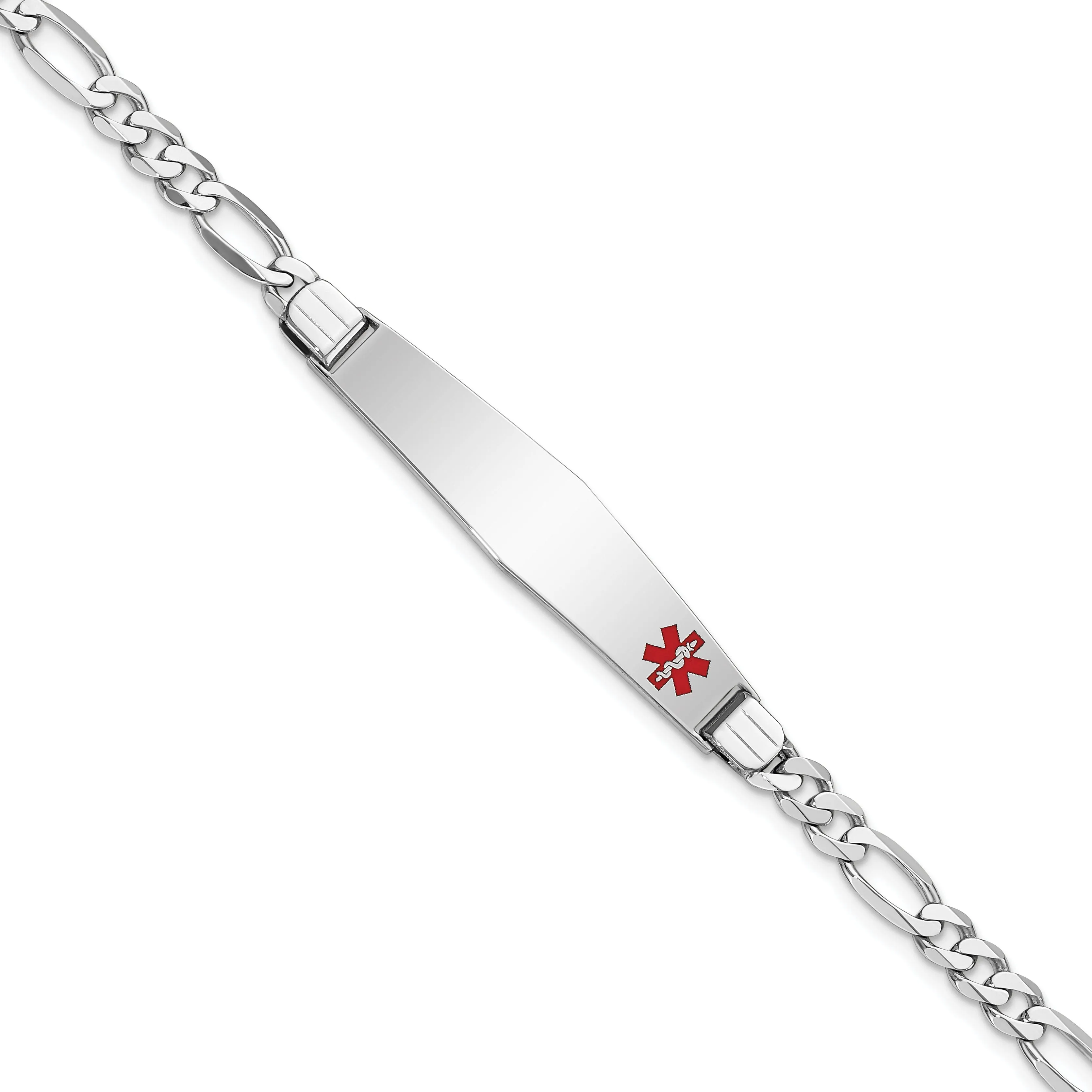 14K White Gold Figaro Link Medical ID Bracelet