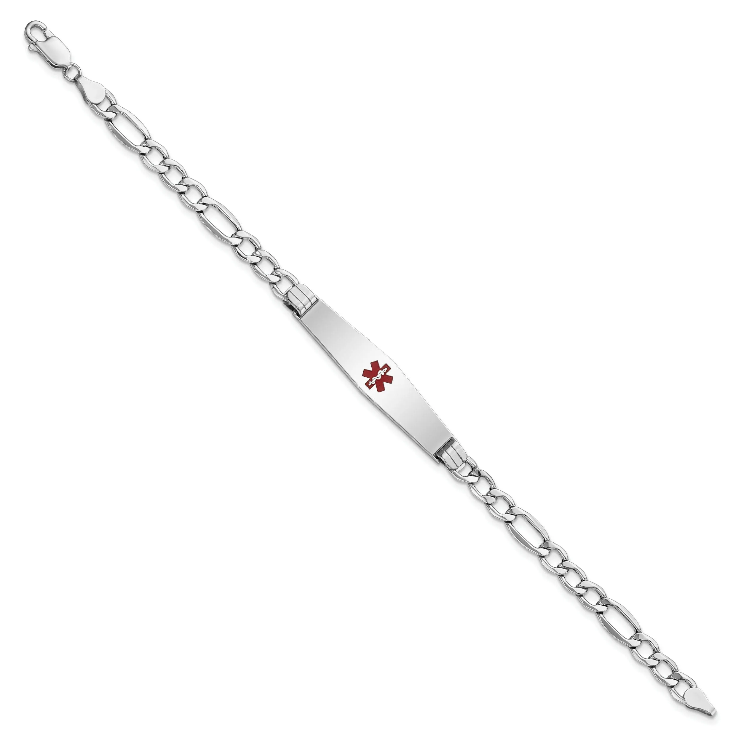 14K White Gold Figaro Link Medical ID Bracelet