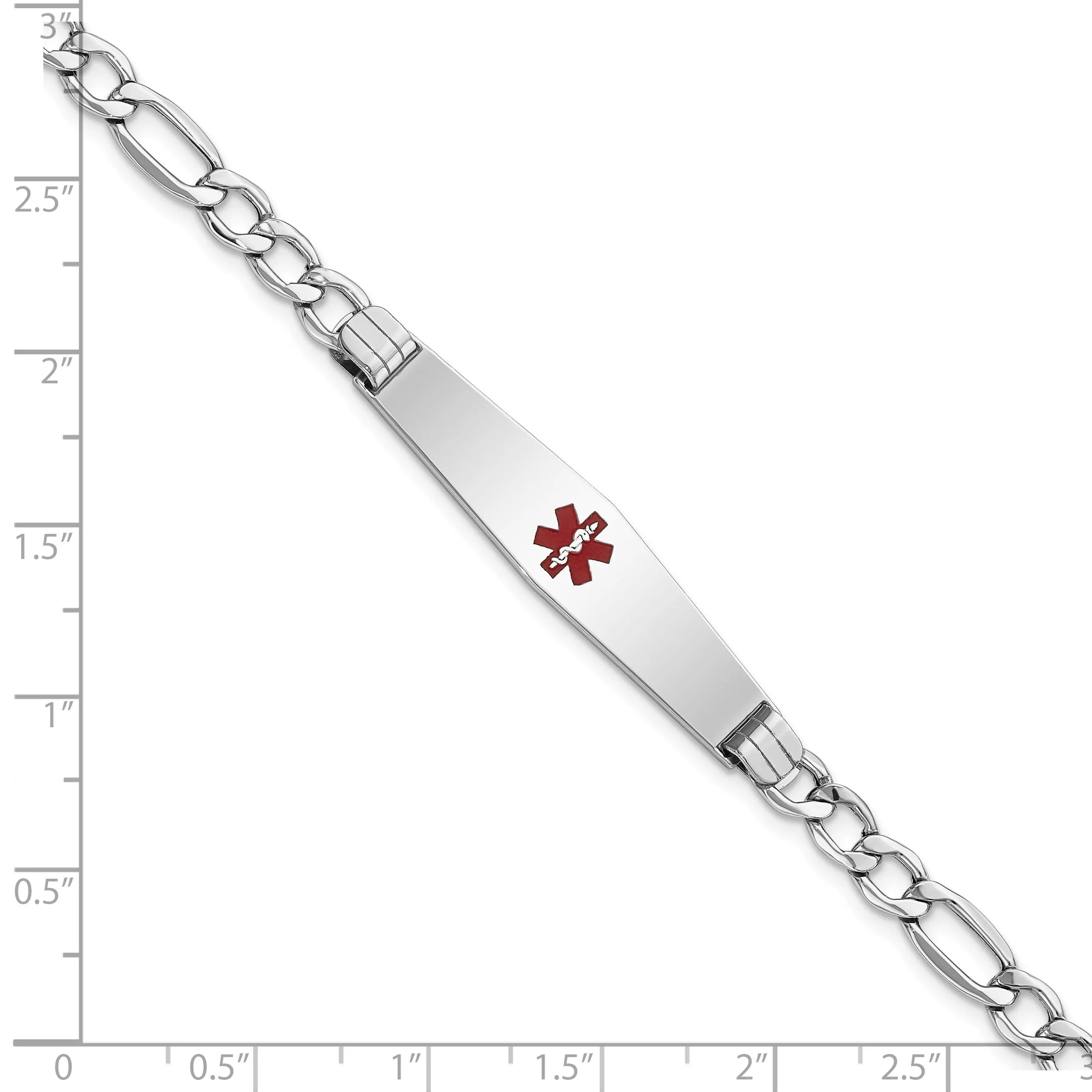 14K White Gold Figaro Link Medical ID Bracelet