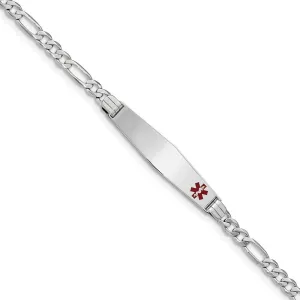14K White Gold Figaro Link Medical ID Bracelet