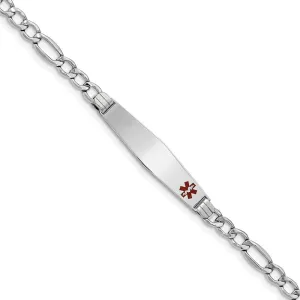 14K White Gold Figaro Link Medical ID Bracelet