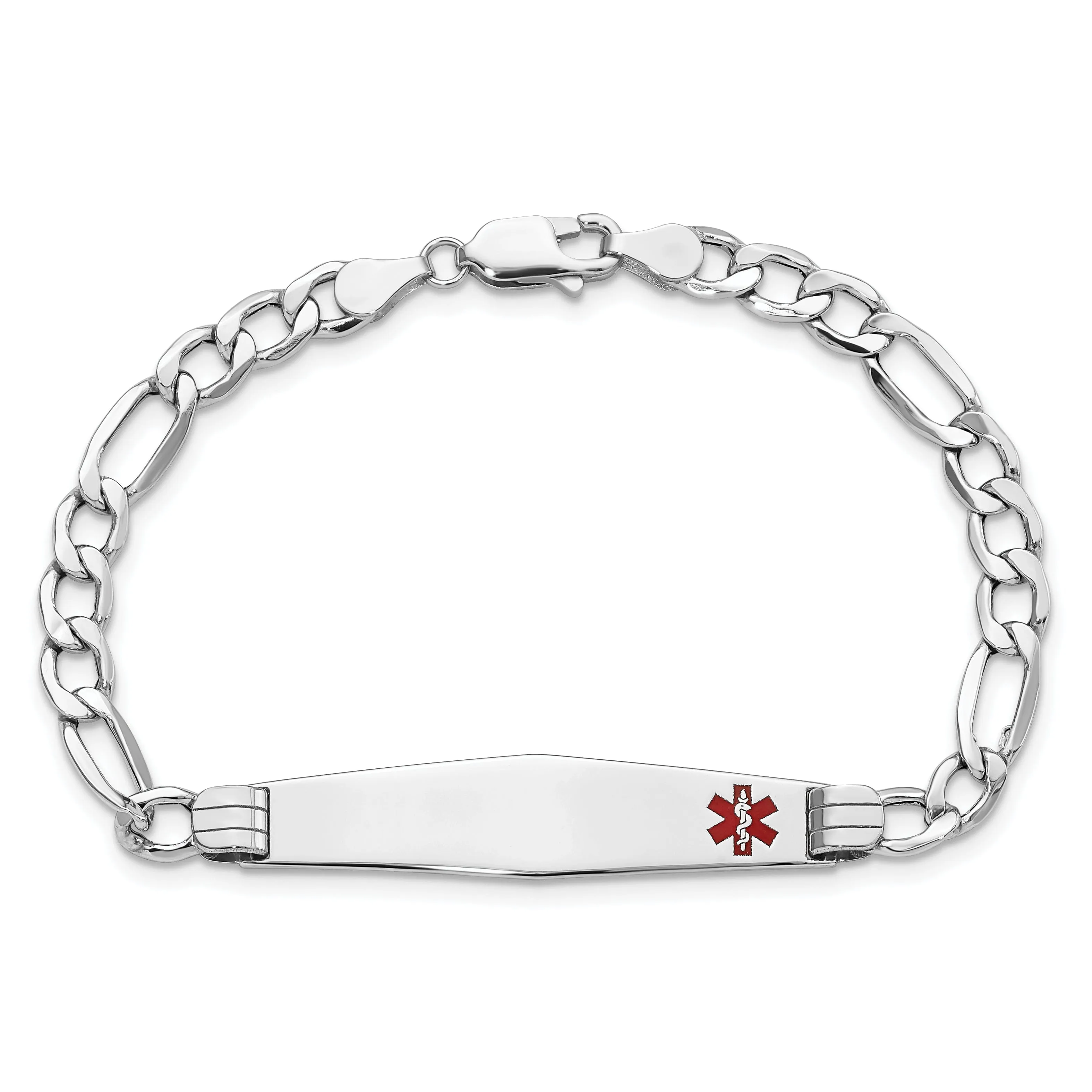 14K White Gold Figaro Link Medical ID Bracelet