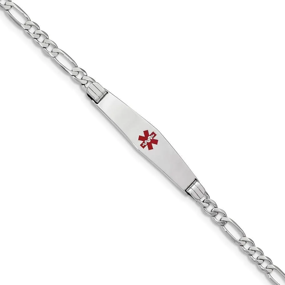 14K White Gold Figaro Link Medical ID Bracelet