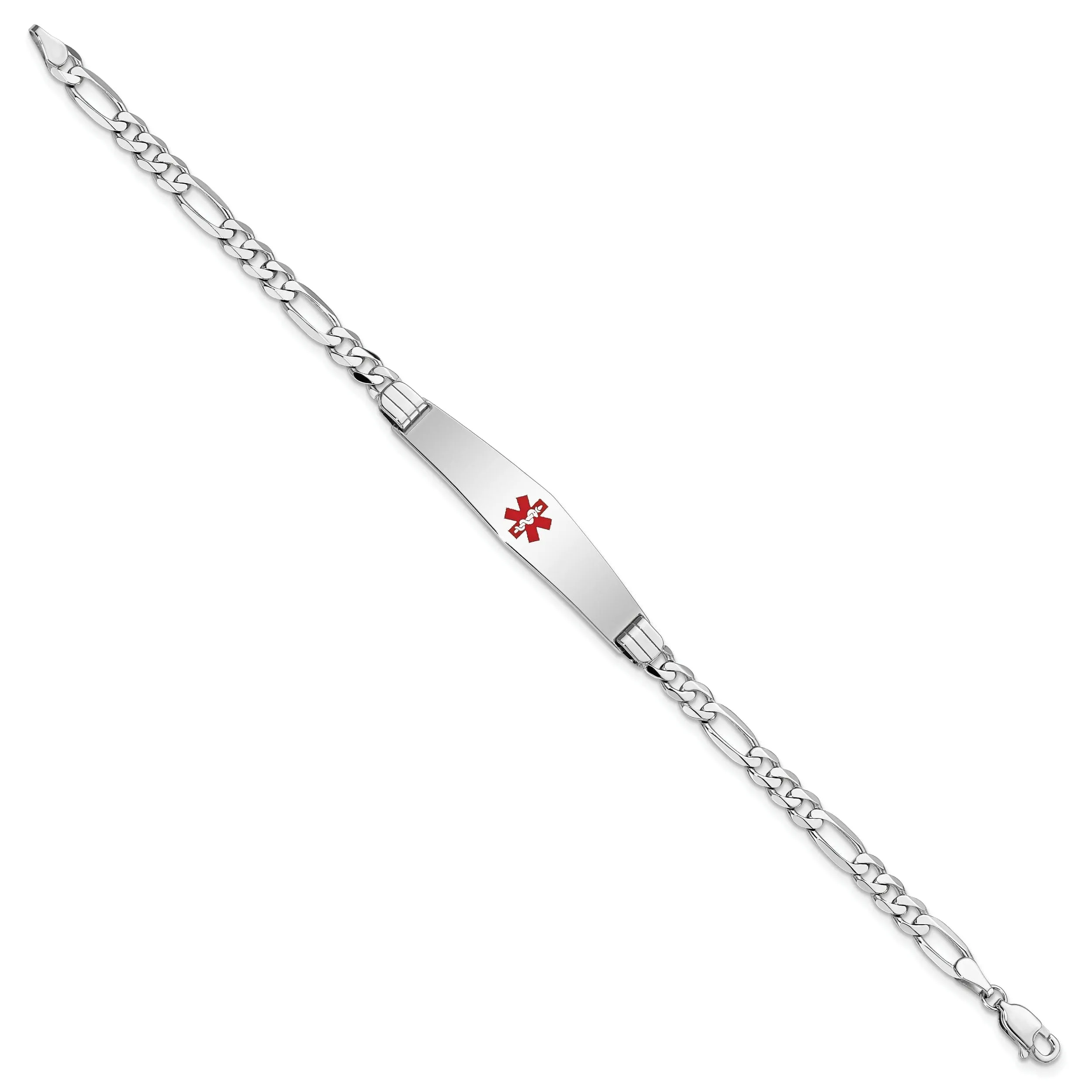 14K White Gold Figaro Link Medical ID Bracelet