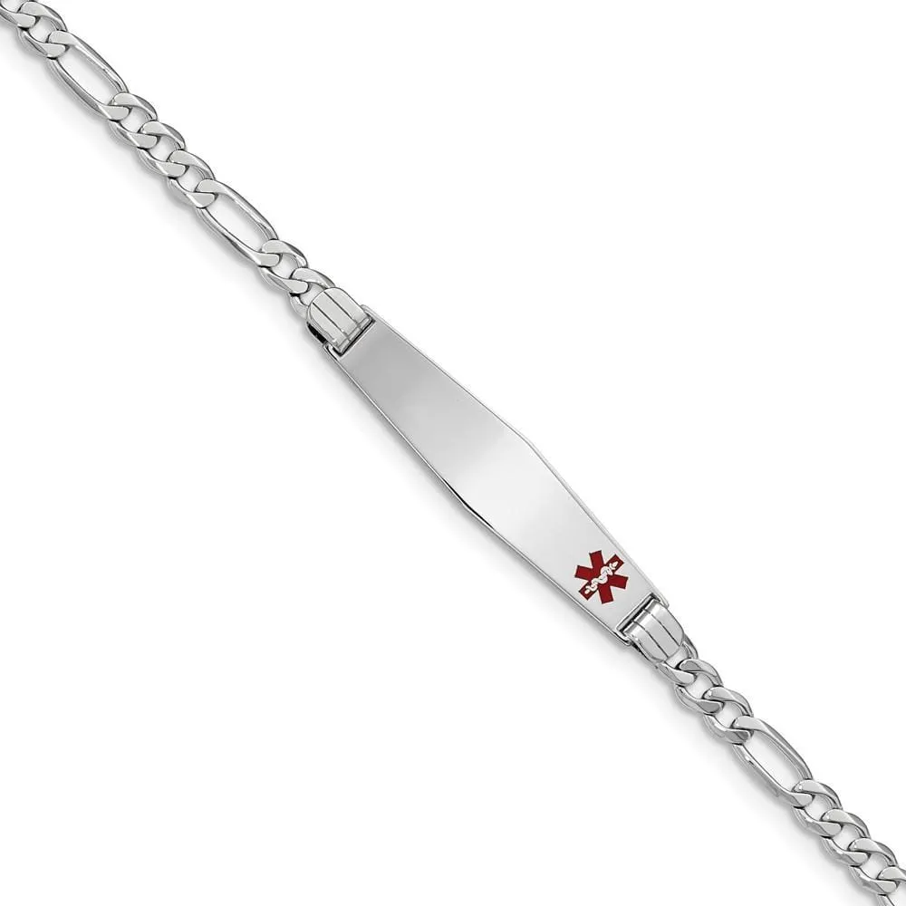 14K White Gold Figaro Link Medical ID Bracelet