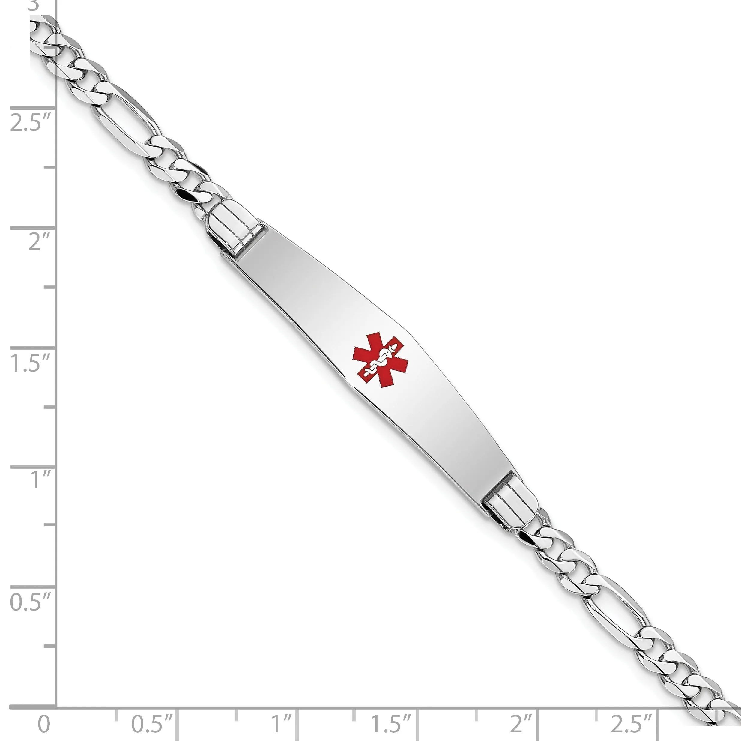 14K White Gold Figaro Link Medical ID Bracelet