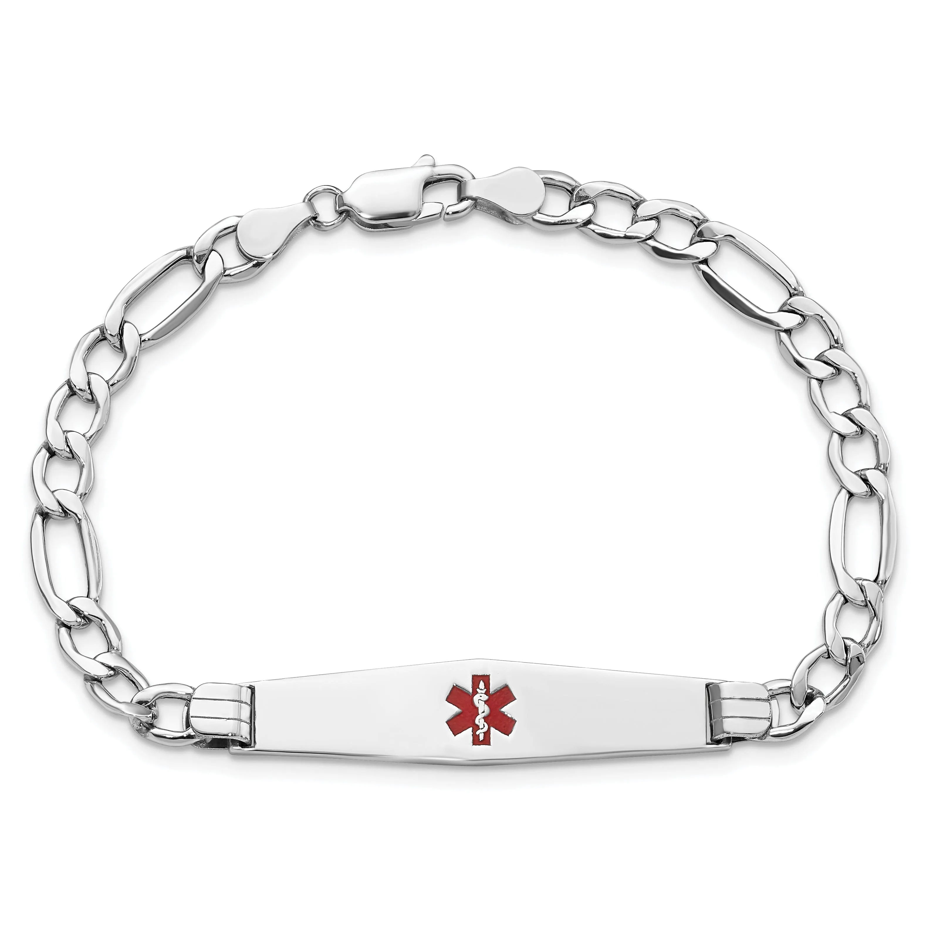14K White Gold Figaro Link Medical ID Bracelet