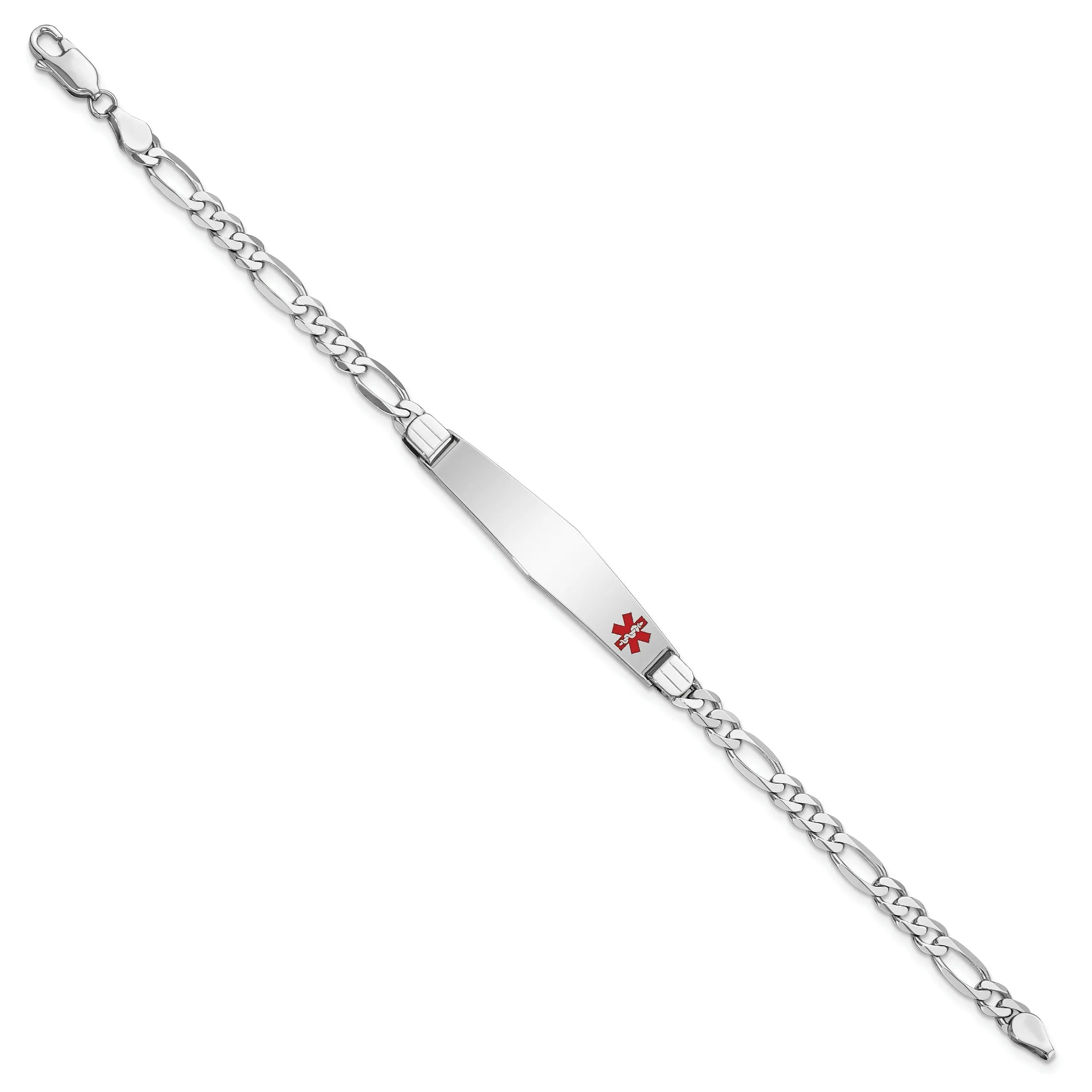 14K White Gold Figaro Link Medical ID Bracelet