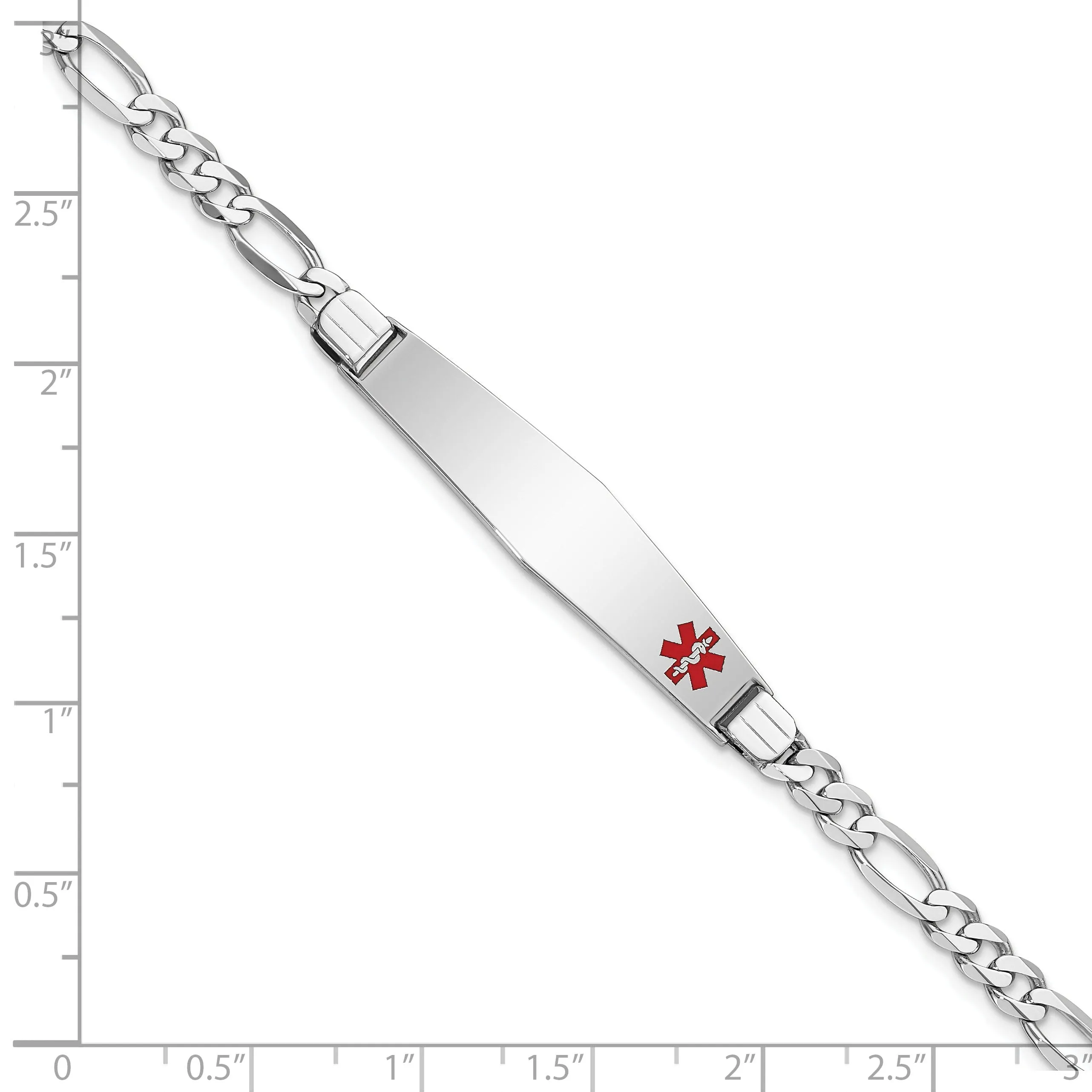 14K White Gold Figaro Link Medical ID Bracelet