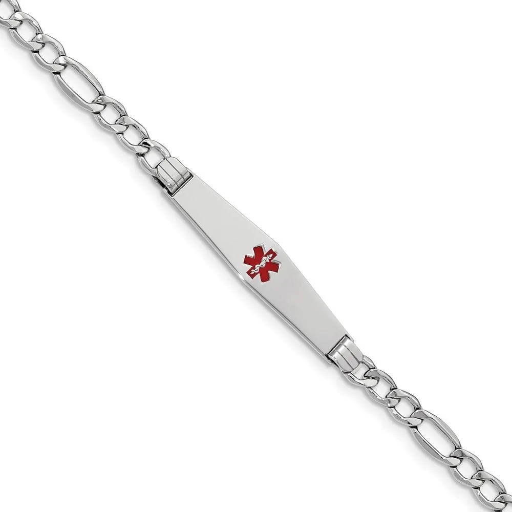14K White Gold Figaro Link Medical ID Bracelet
