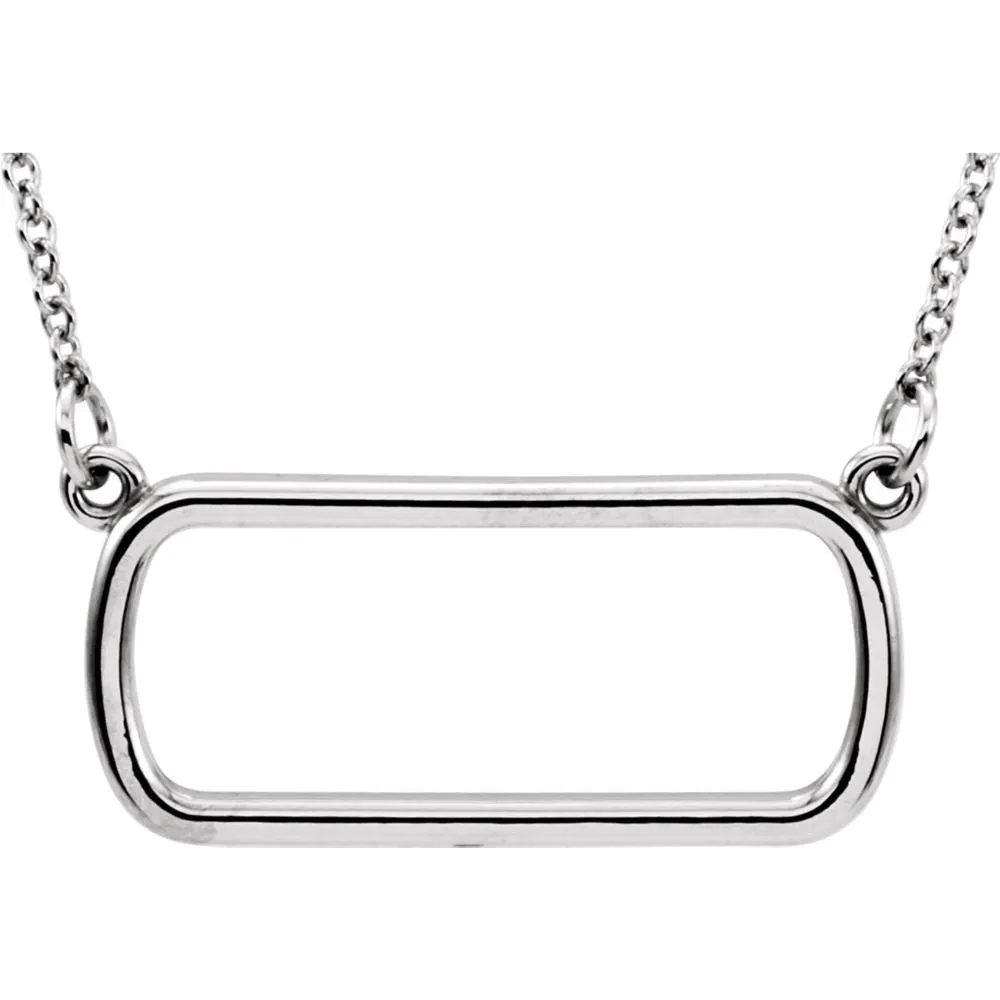 14k White Gold Soft Rectangle 16" Necklace