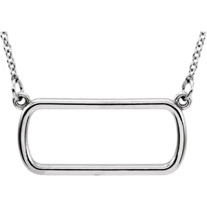 14k White Gold Soft Rectangle 16" Necklace