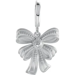14k White Gold Vintage-Style Bow Charm
