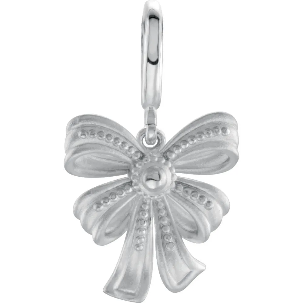 14k White Gold Vintage-Style Bow Charm