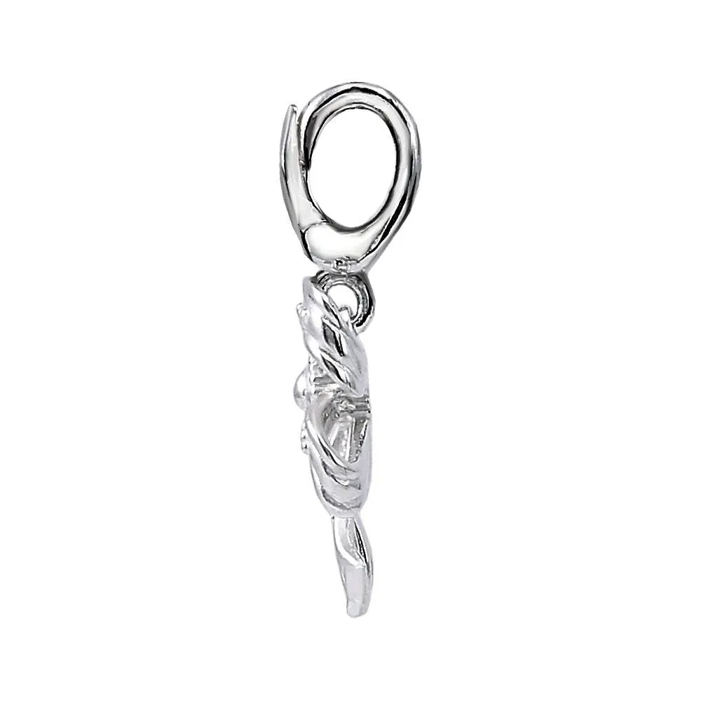 14k White Gold Vintage-Style Bow Charm