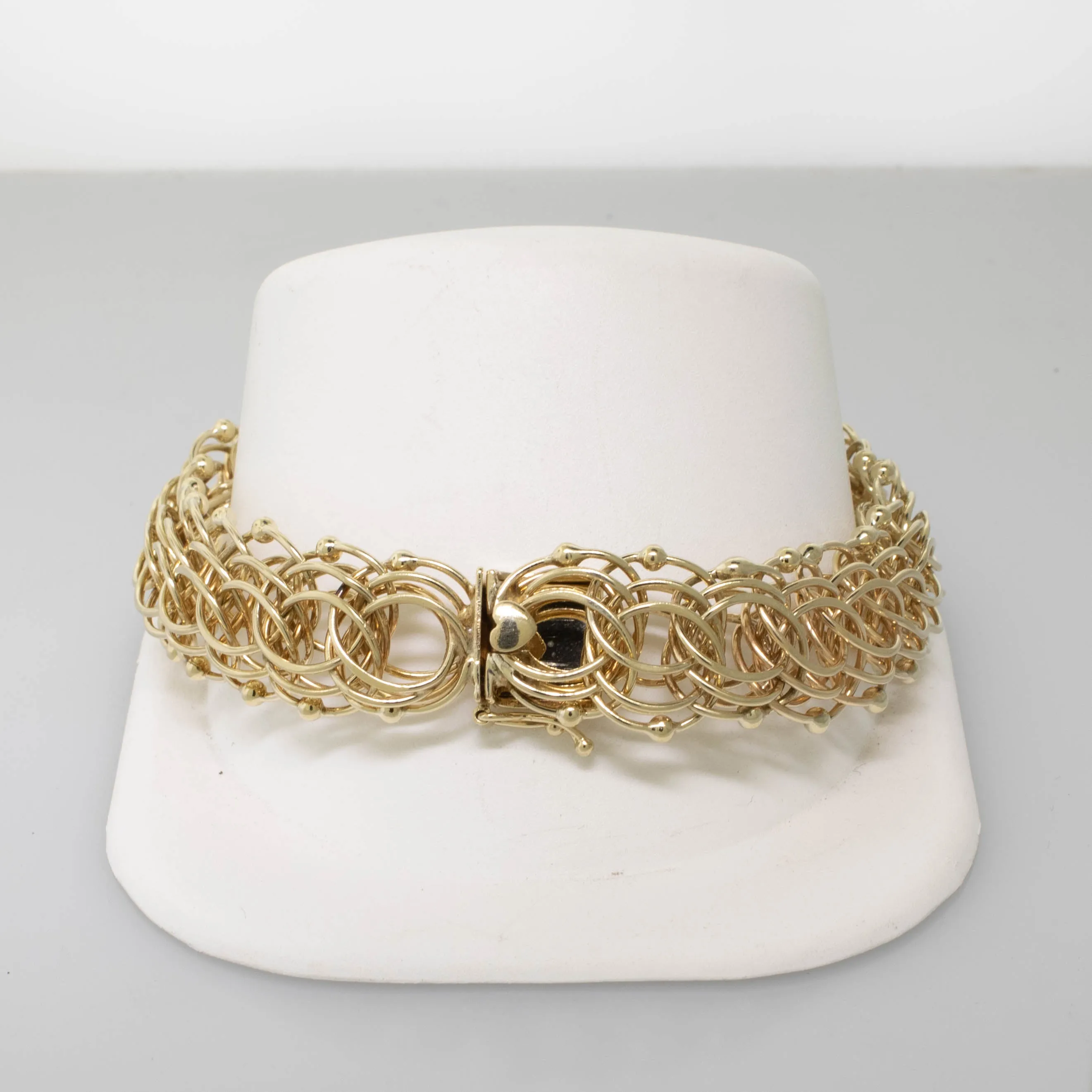 14K Yellow Gold 8.5" Triple Link Charm Bracelet w/ Ball Accents 25.5 DWT 15.5mm