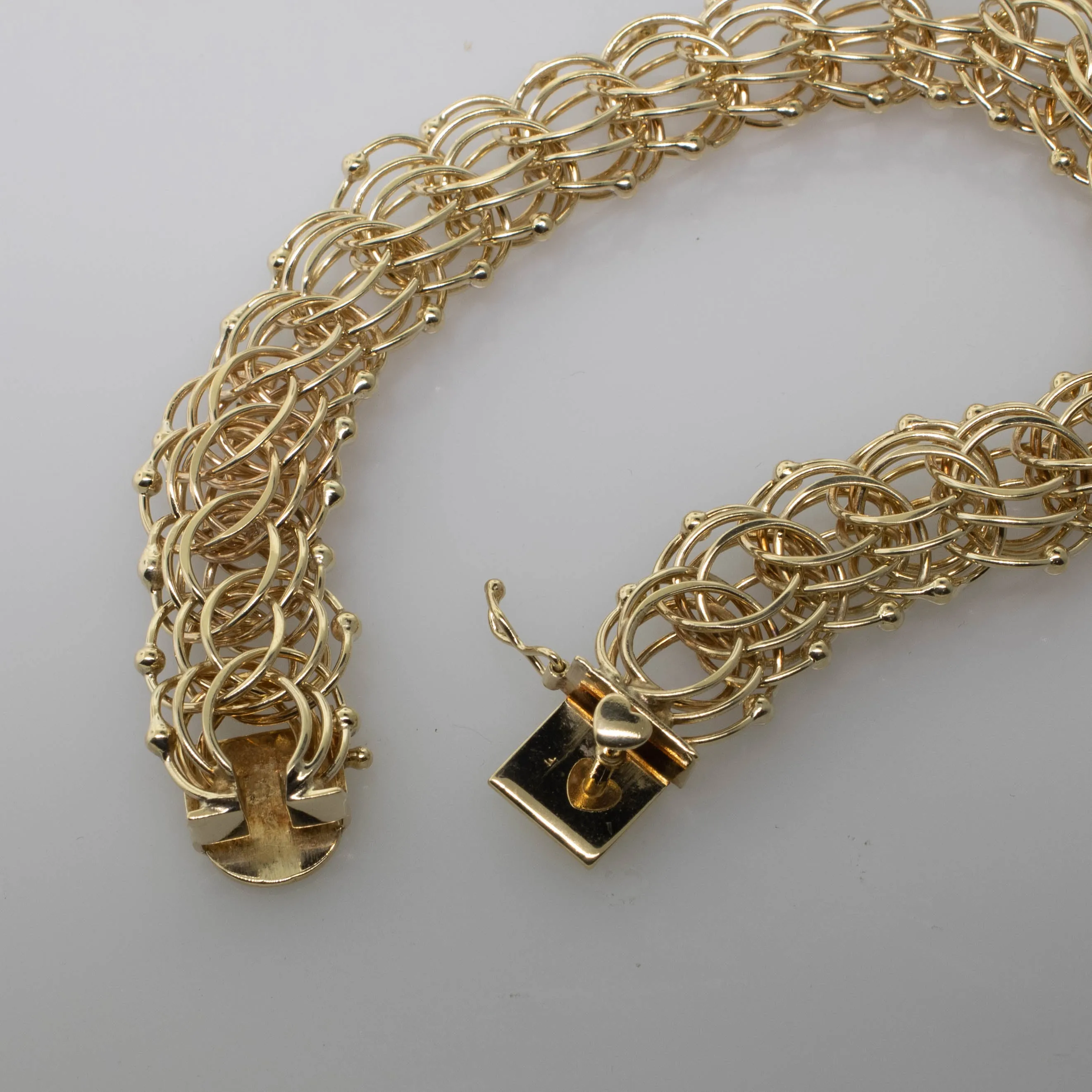 14K Yellow Gold 8.5" Triple Link Charm Bracelet w/ Ball Accents 25.5 DWT 15.5mm
