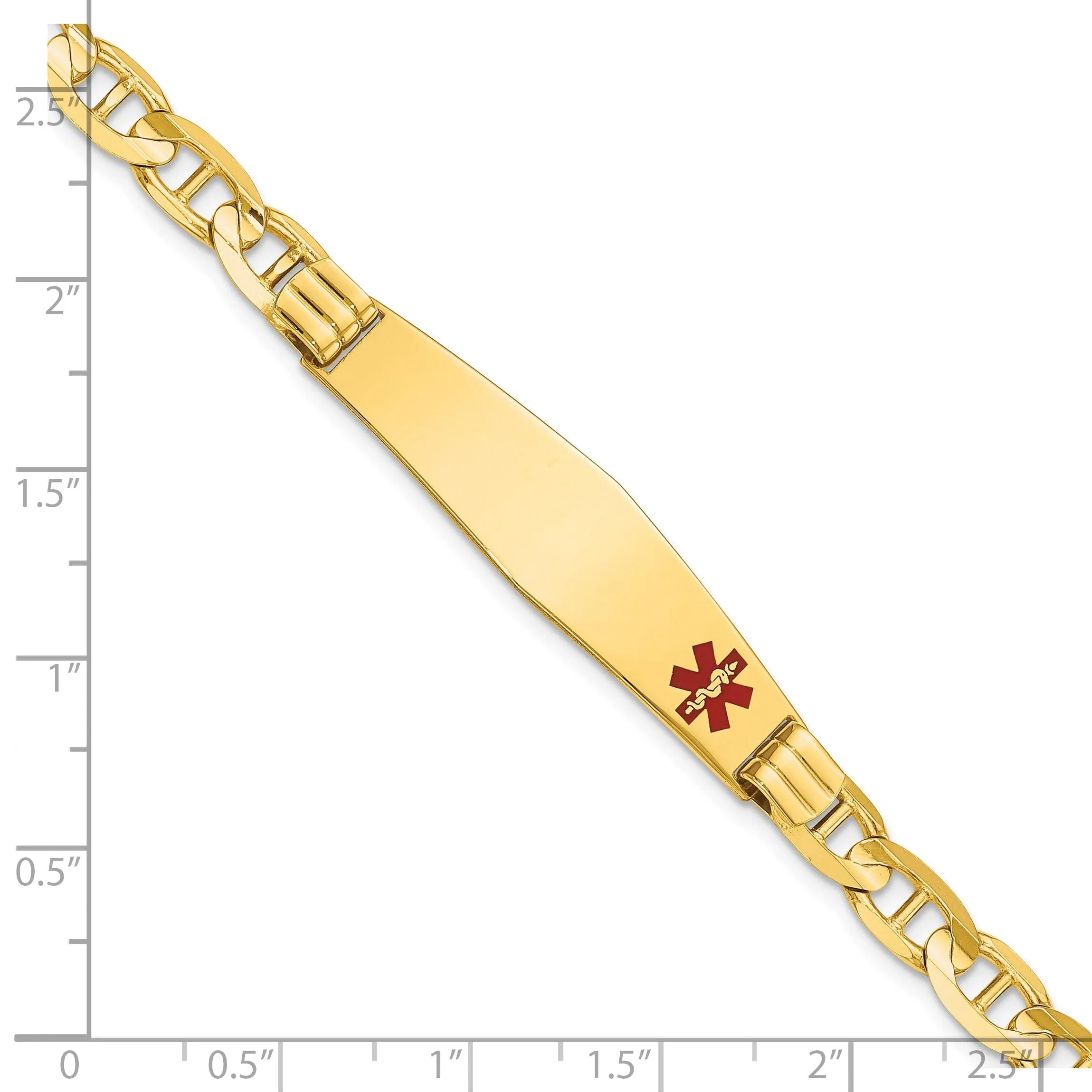 14K Yellow Gold Anchor Link Medical ID Bracelet
