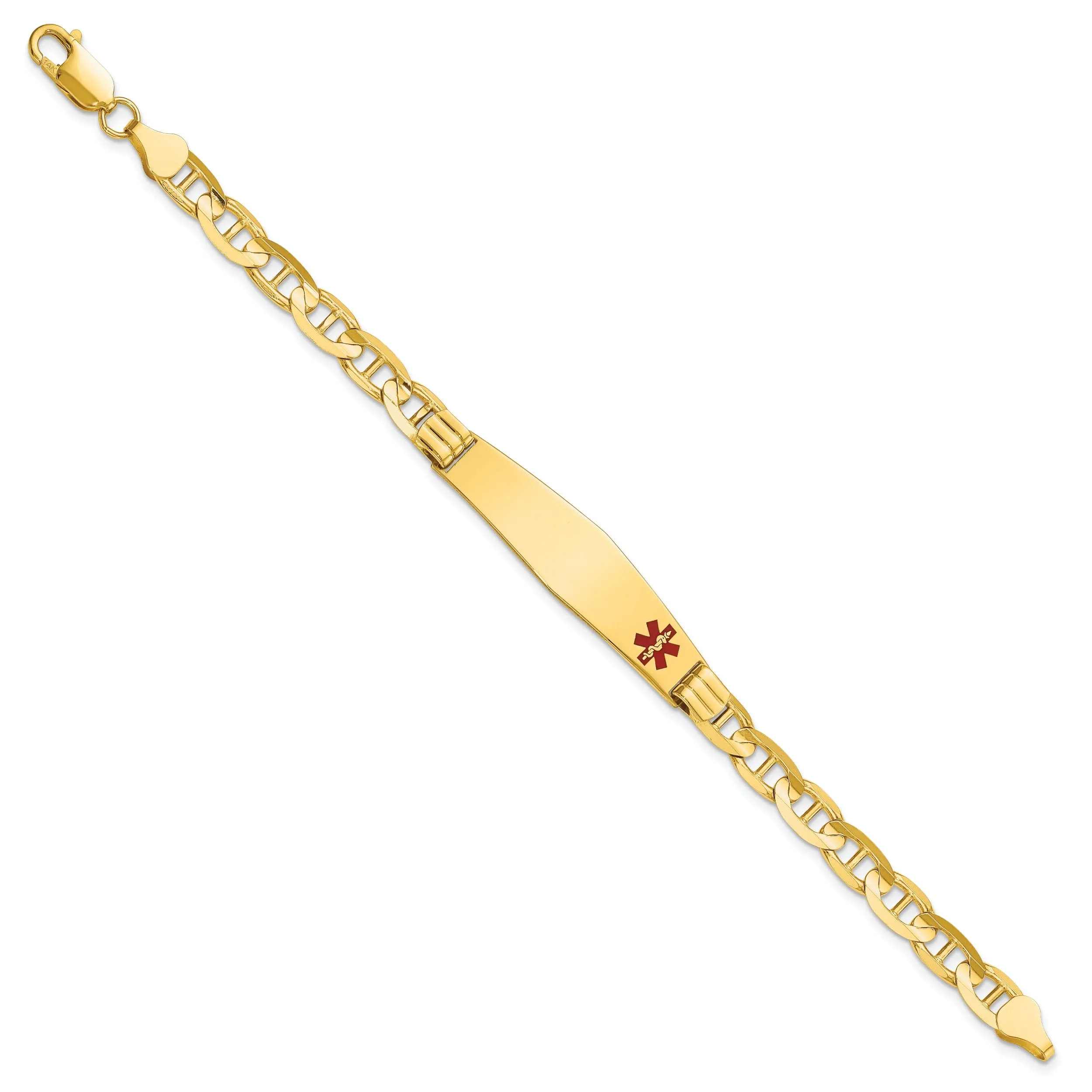 14K Yellow Gold Anchor Link Medical ID Bracelet