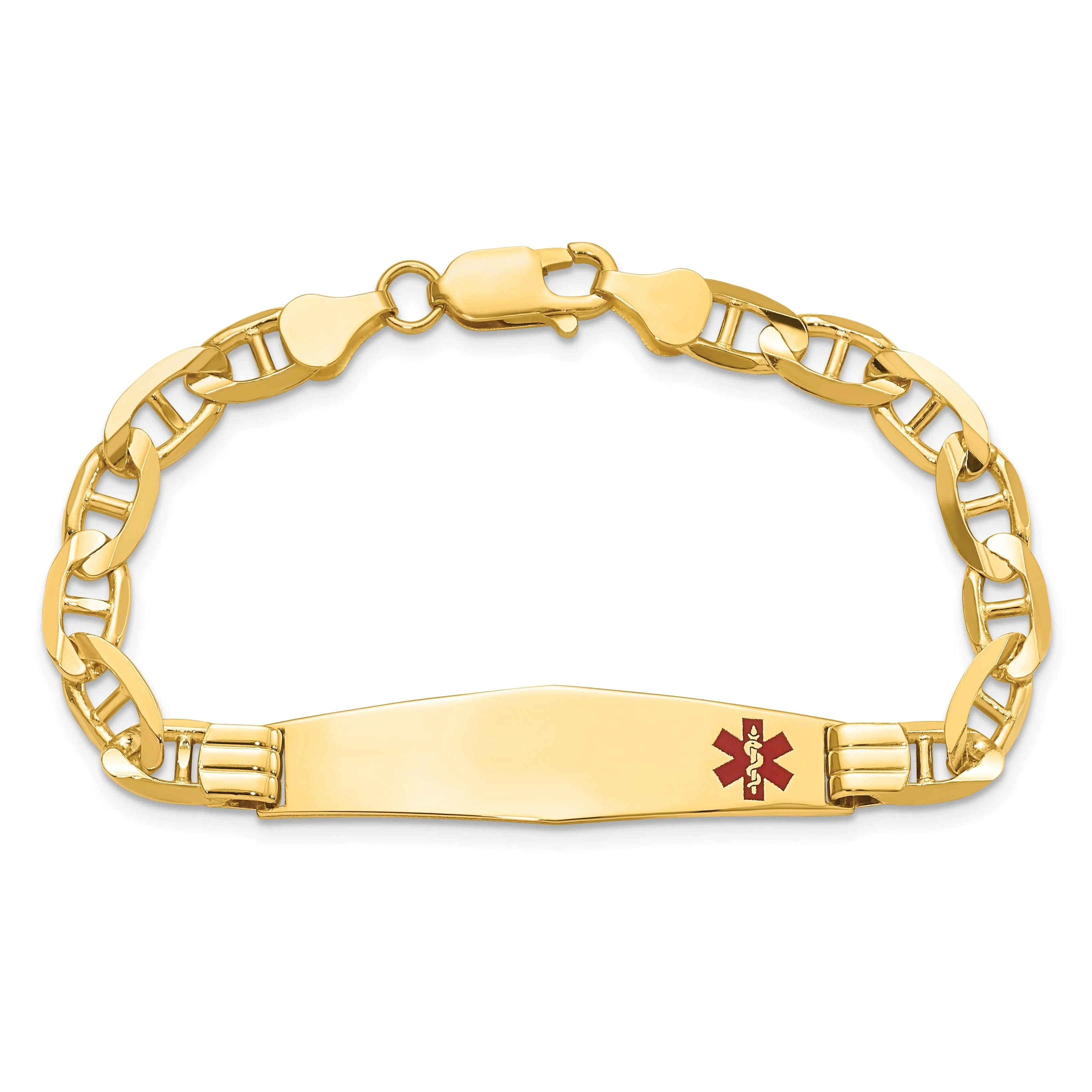14K Yellow Gold Anchor Link Medical ID Bracelet