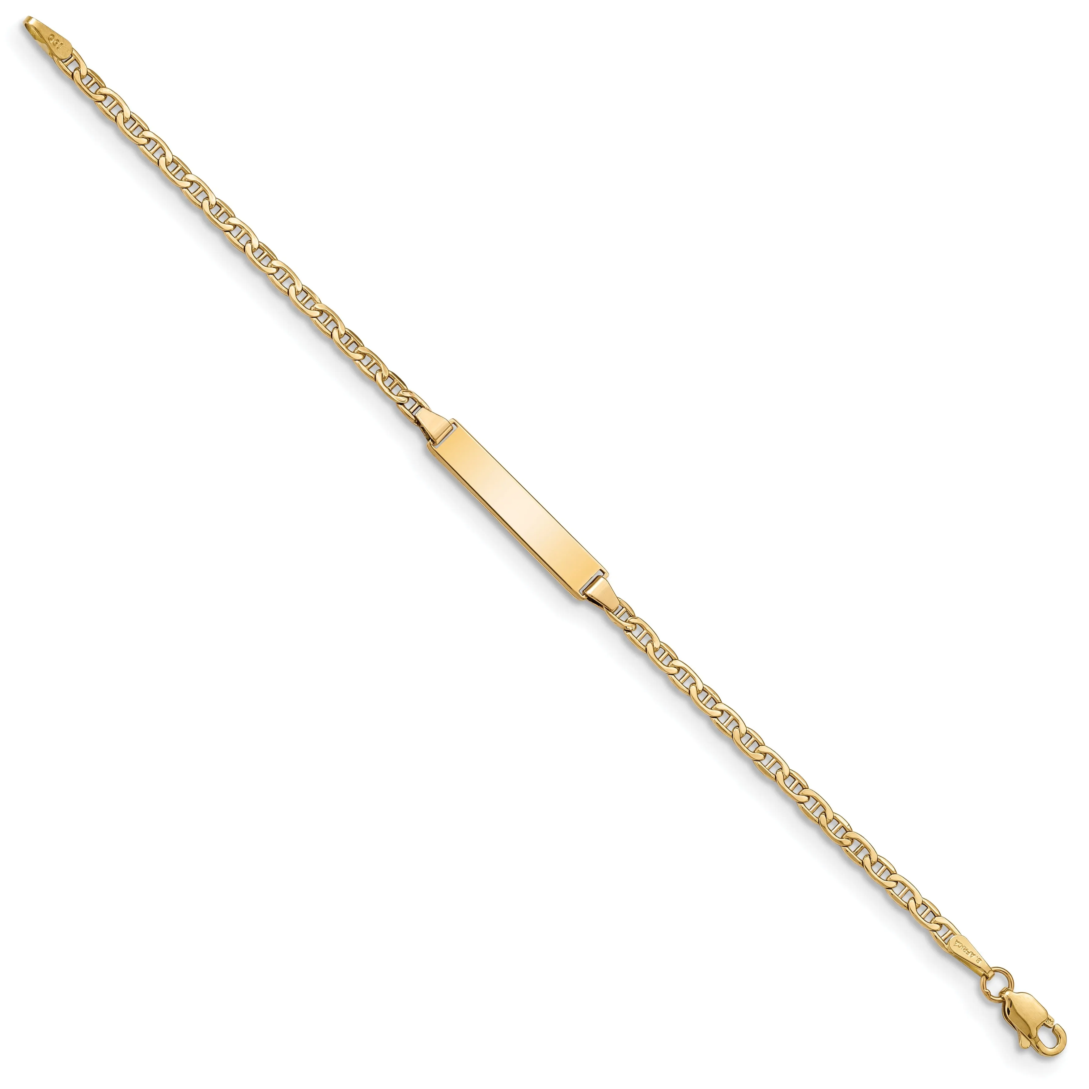 14K Yellow Gold Childrens Anchor ID Bracelet