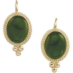 14k Yellow Gold Nephrite Jade Cabochon Earrings
