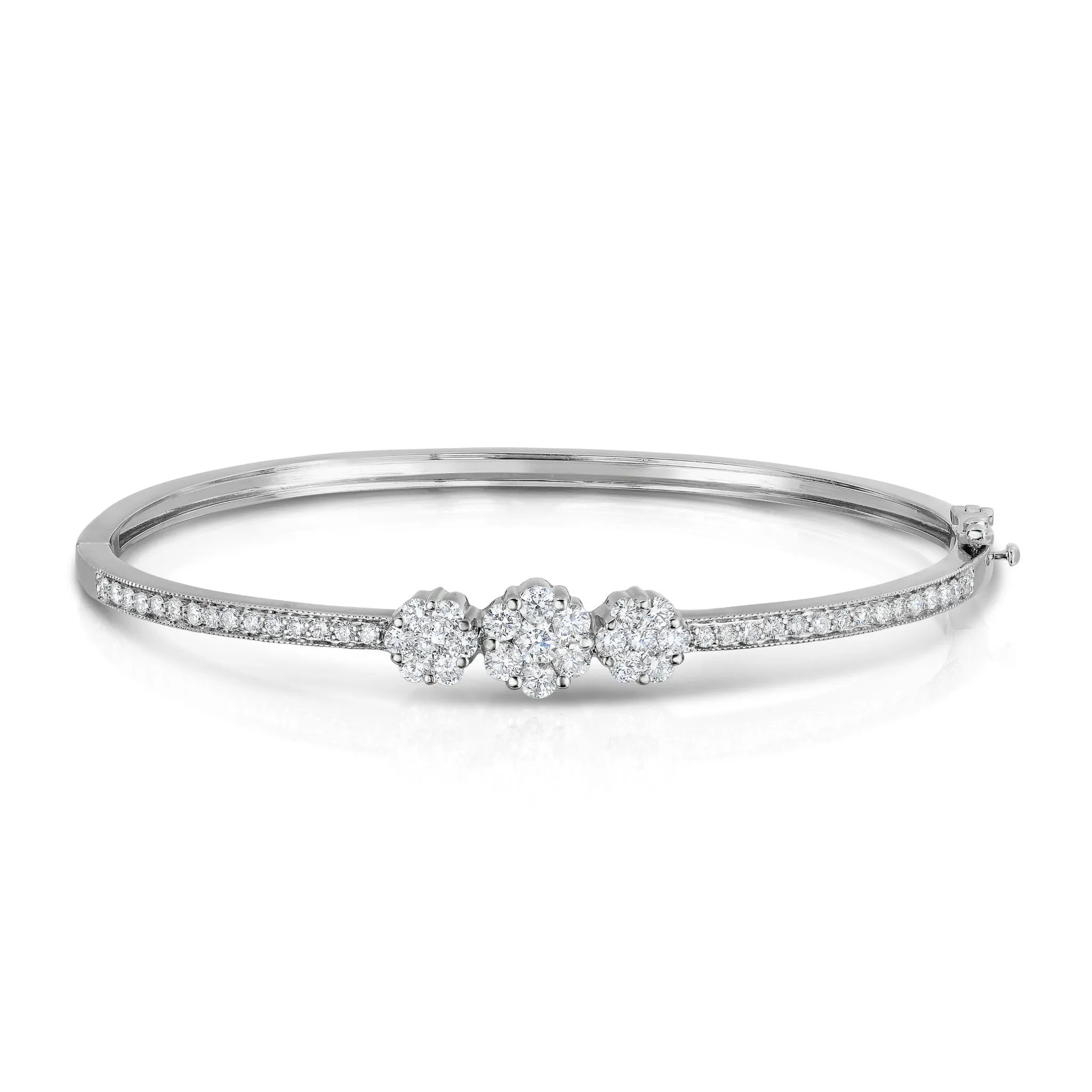 1.50Ct Diamond Cluster Bangle in 14K White Gold